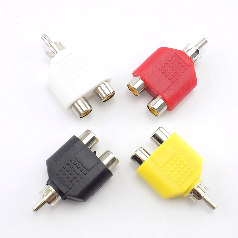 4pcs RCA Connector Y Splitter AV Audio Video Plug Converter 1 Male to 2 ...