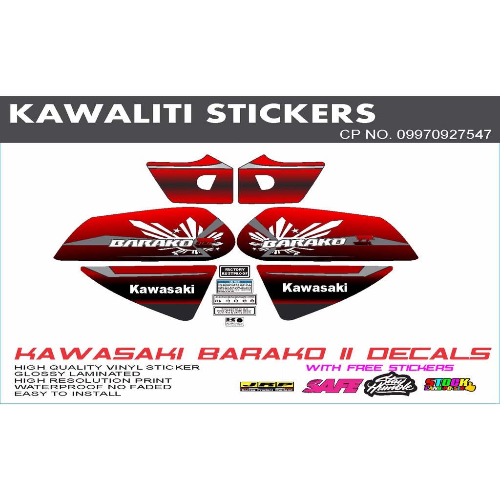 Kawasaki Barako 2 Sticker Decals Shopee Philippines