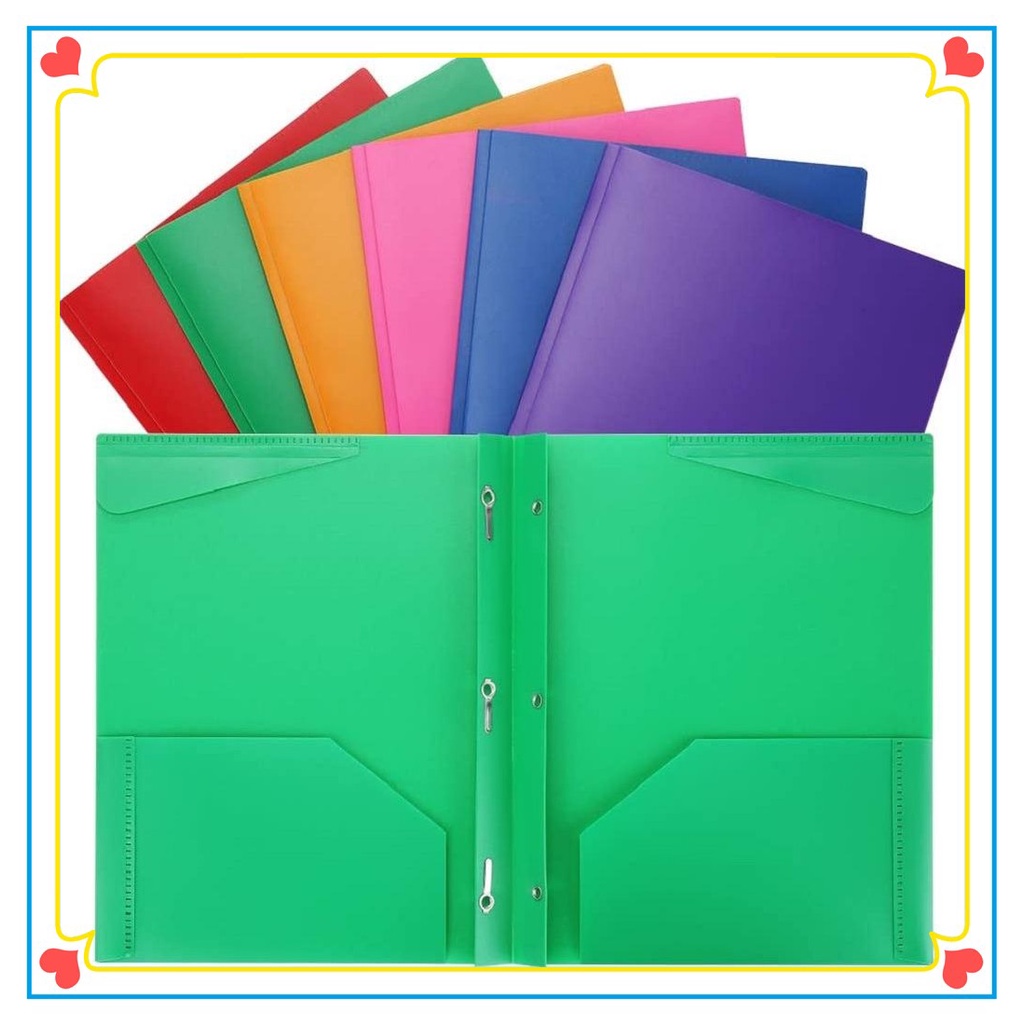 Dunwell Colored Plastic Folder with Pockets and Prongs (Assorted