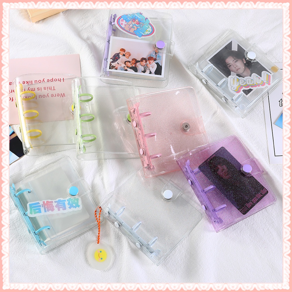 Cute Transparent Binder Notebook 3-ring Mini Loose-leaf Hand Ledger ...