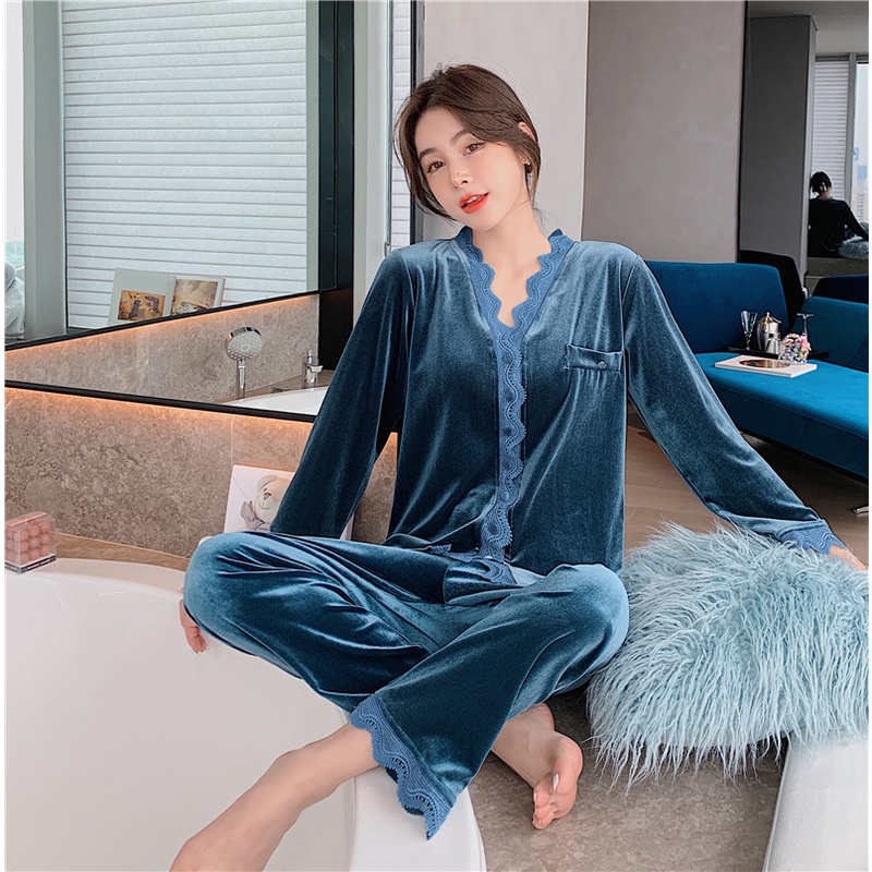 [Wholesale] Super Luxurious High Quality Velvet Pajama Set Home Wear ...