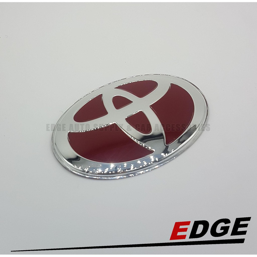 Emblem - Toyota Logo - Steering Wheel - Chrome/Red - 5x7cm // trd ...
