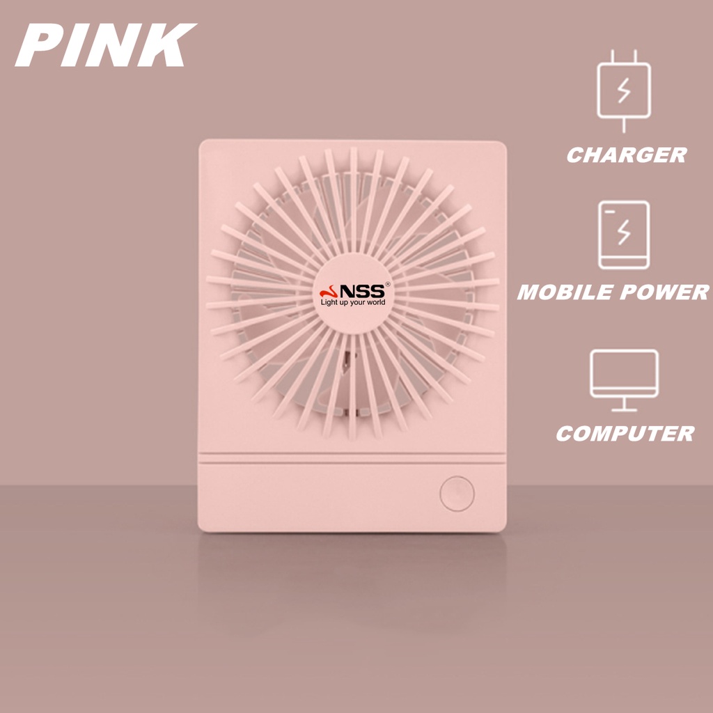 NSS Electric Fan Handheld LED Cute Mini Portable Fan Folding Desktop