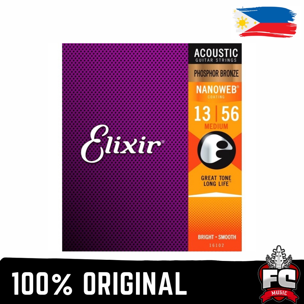 Elixir 13 56 Acoustic Phosphor Bronze Standard Gauge Acoustic Guitar ...