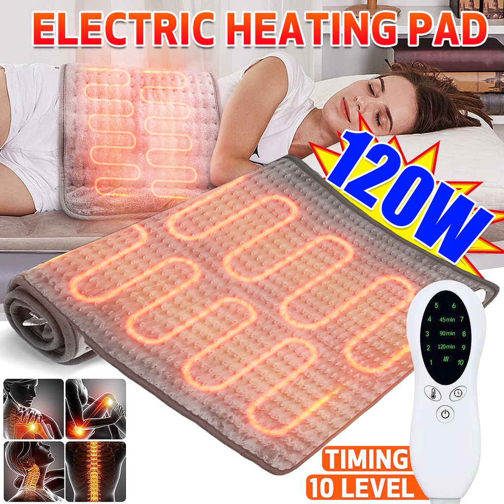 120W 10 Level Electric Heating Pad Timer for Shoulder Neck Back Spine Leg Pain Relief Wrap Temp