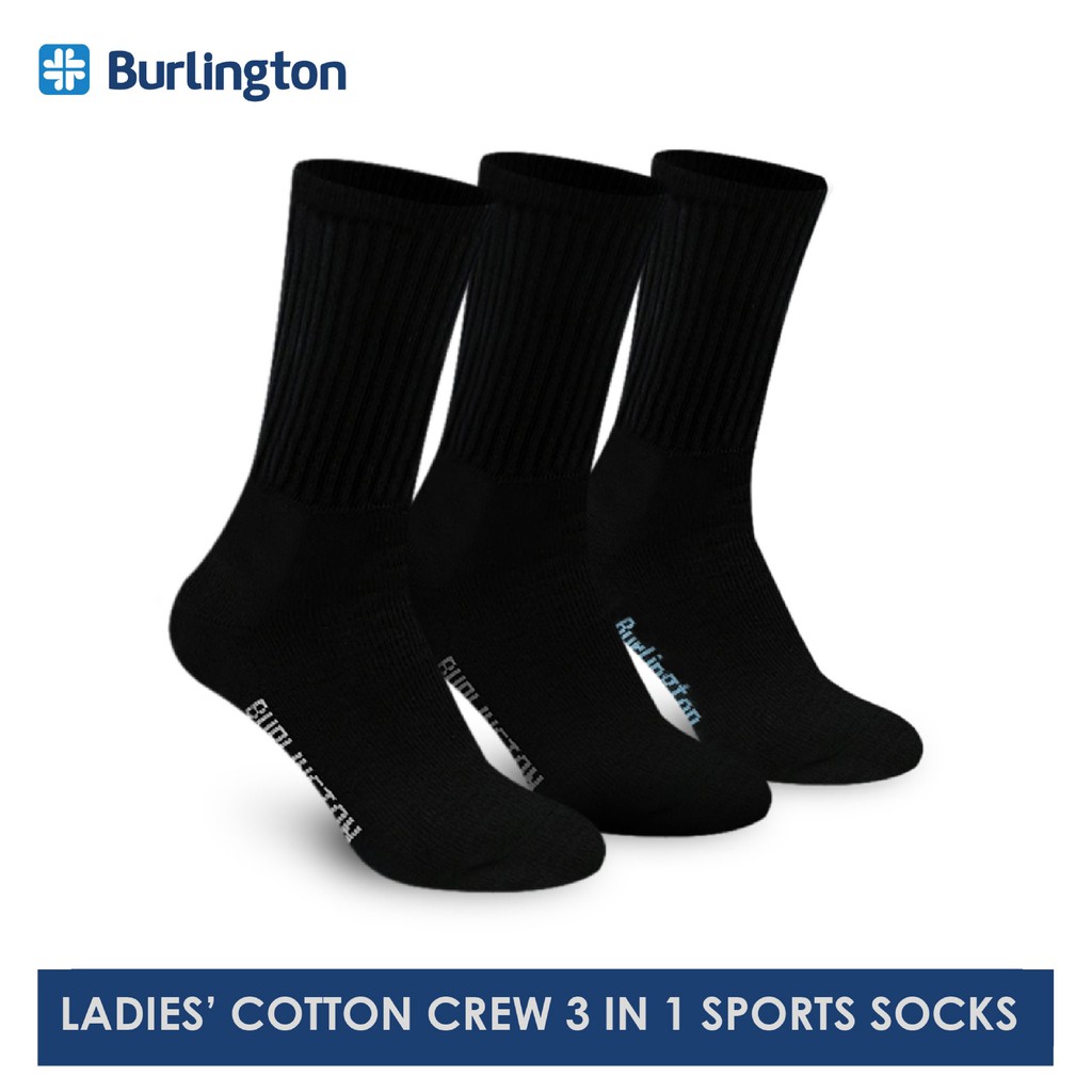 Burlington Ladies' Cotton Thick Sports Crew Socks 3 pairs in a pack BLL