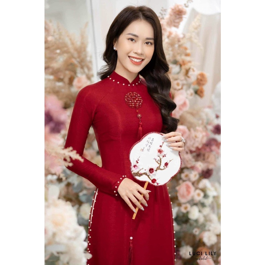 Wedding Ao Dai, Ao Dai Dressed To Ask For 2 Flaps Of Wood Grain Silk ...