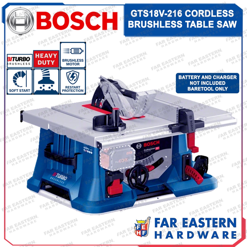 BOSCH GTS 18V 216 Cordless Brushless Table Saw Biturbo Baretool