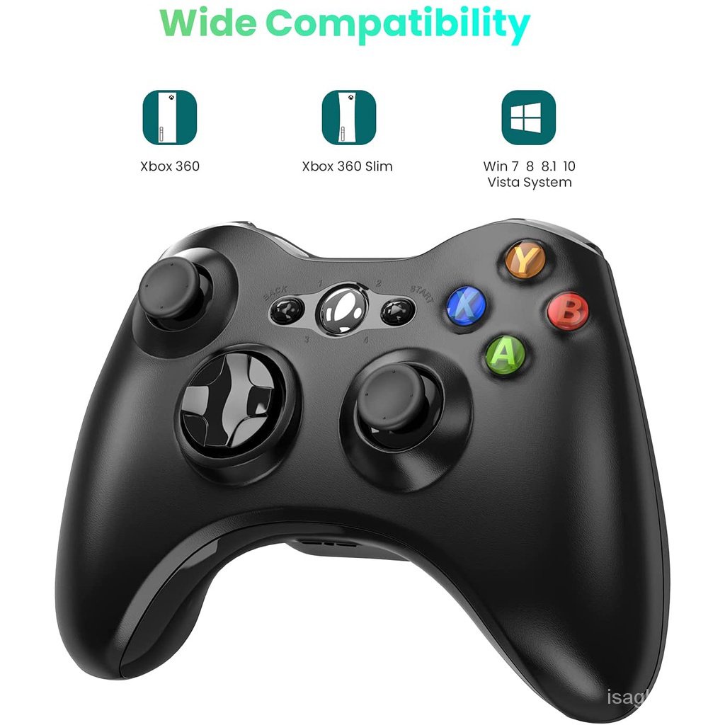 Xbox 360 Wireless Controller, 2.4GHz Dual Vibration Xbox 360 Game Controller with Receiver