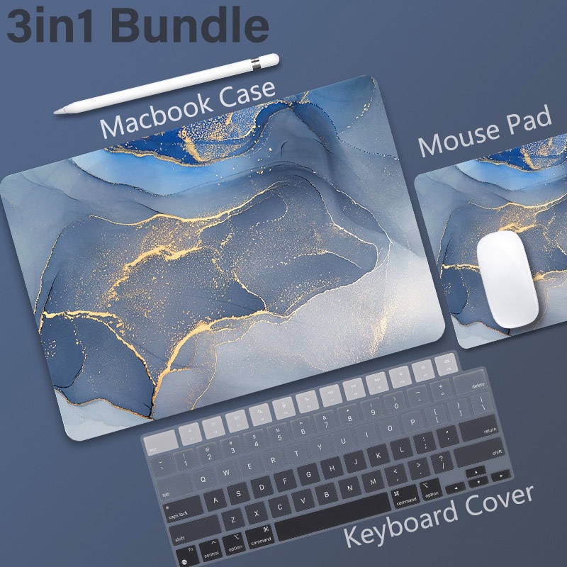 3 in 1 HD Color Marble Laptop Cases 2021 compatible for macbook Pro 13