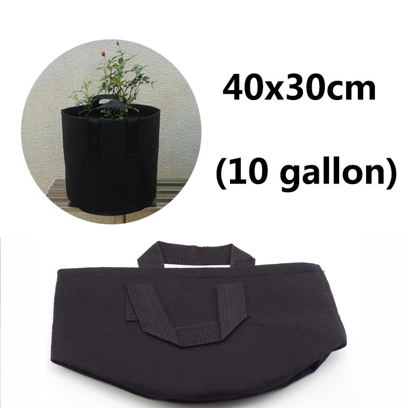 Black Felt Pots Garden Plant Grow Bag 10 Gallon Pouch Root Container