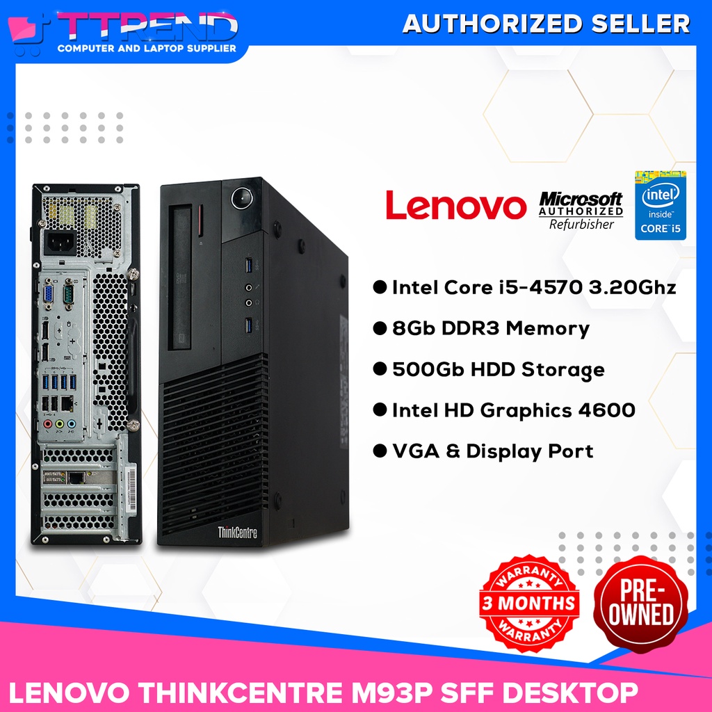 Lenovo ThinkCentre M93P SFF Desktop PC System Unit Intel Core i5 4th ...