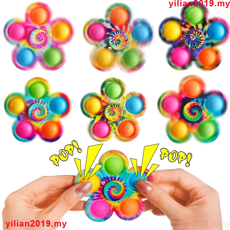 Pop Fidget Spinner Toy Tie-Dye Simple Dimple Fidget Pop It for Kids ...
