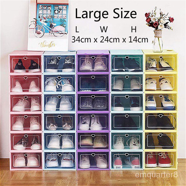 shoe rack COD Large 10PCS SHOE BOX Korea Transparent Clear Plastic ...