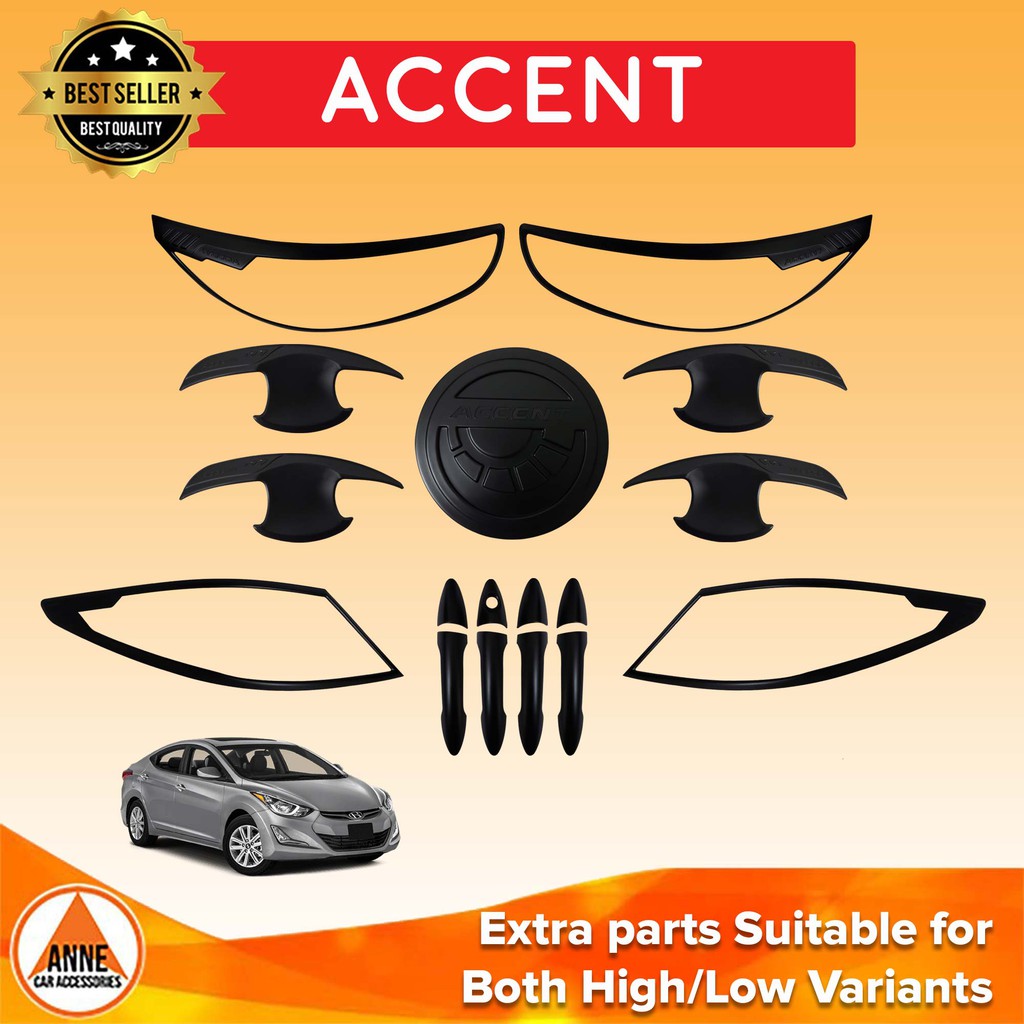 Garnish Cover Set for Hyundai Accent 2012 2018 Black / Chrome Hyundai