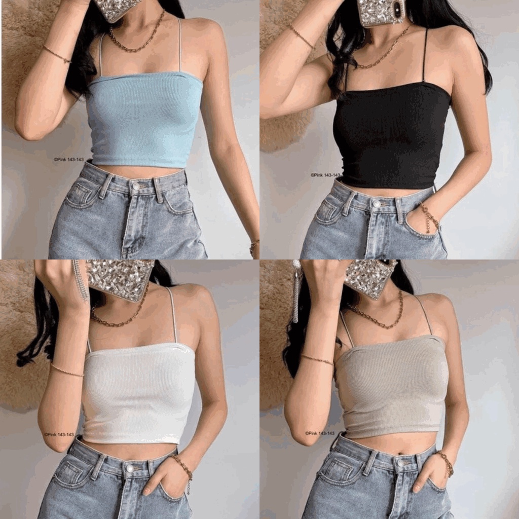 Strappy Rib-Knit Cropped Tank Top