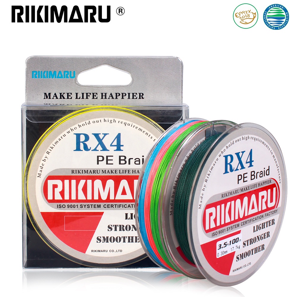 RIKIMARU “100m RX4” Fine 4LB -100LB PE Braided Fishing Line 100m