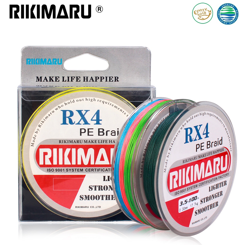 RIKIMARU “100m RX4” Fine 4LB -100LB PE Braided Fishing Line 100m 4x Strands  Japanese Angling Braid 6LB 8LB 10LB PE Lines For Saltwater