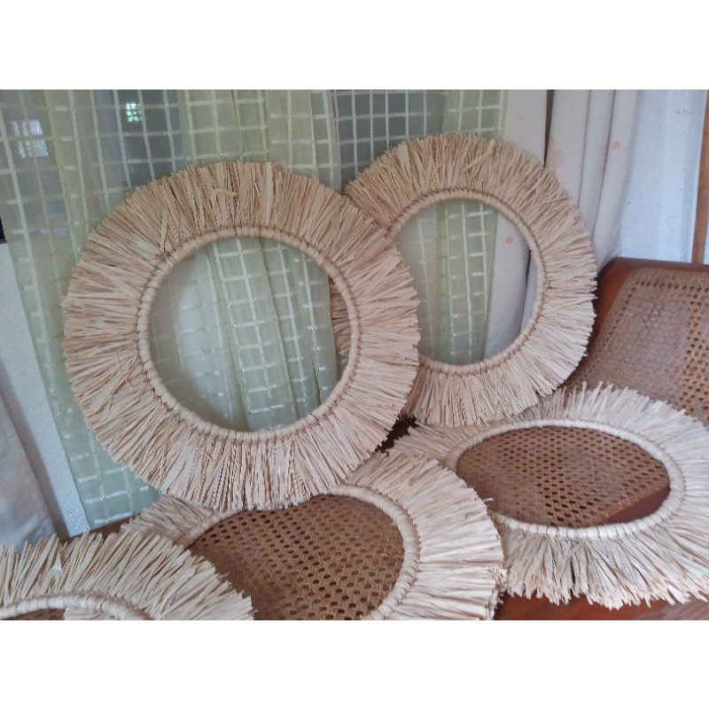 wall decor mirror frame made of raffia | Shopee Philippines