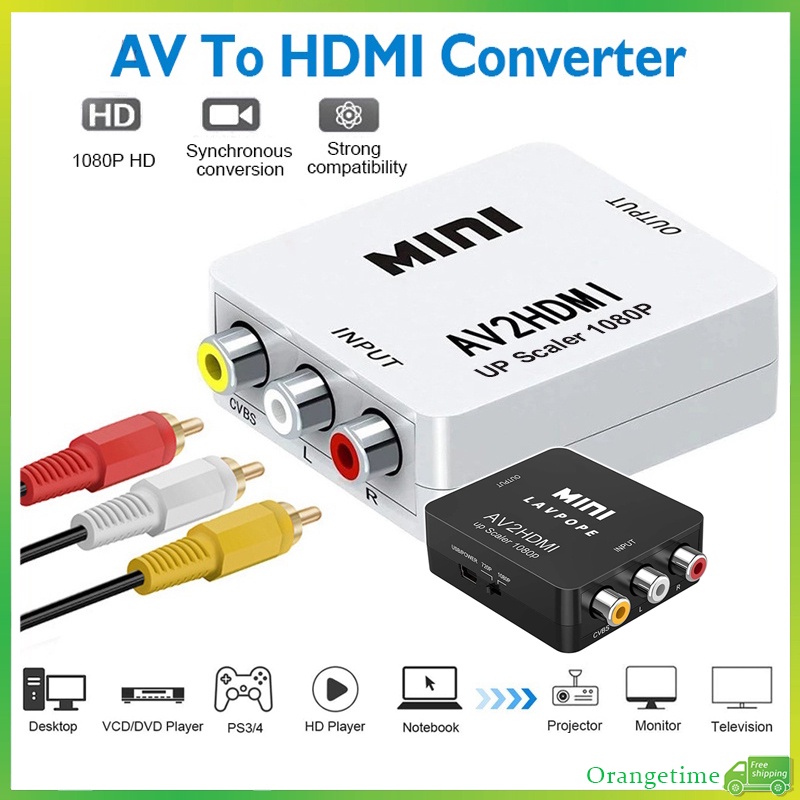 【Fast Delivery】AV RCA to HDMI Converter RCA Composite CVBS AV2HDMI Video  Audio Adapter 1080P USB Port for TV/PS1/PS2/DVD/PAL/NTSC