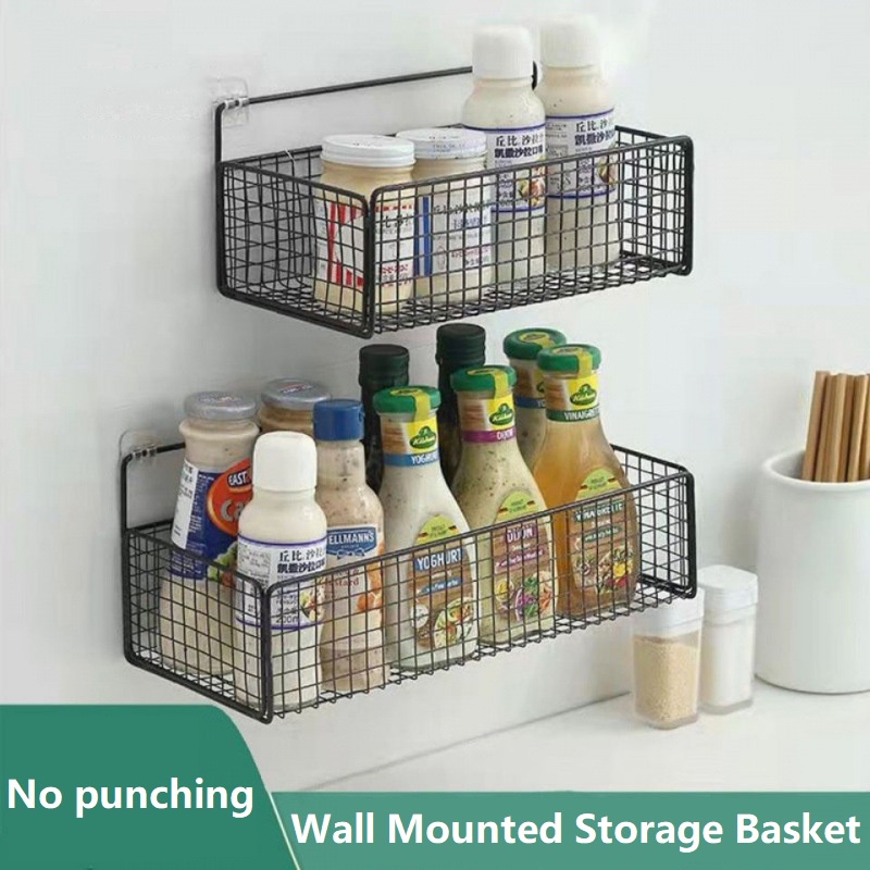 Kitchen Bathroom Rack Hanger Wrought Iron Multifunction Hanging Basket ...