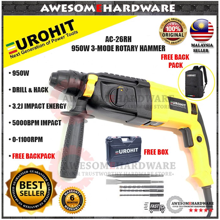 TOTAL 950W OR 800W OR 650W 3 MODE ROTARY HAMMER HACKER IMPACT DRILL