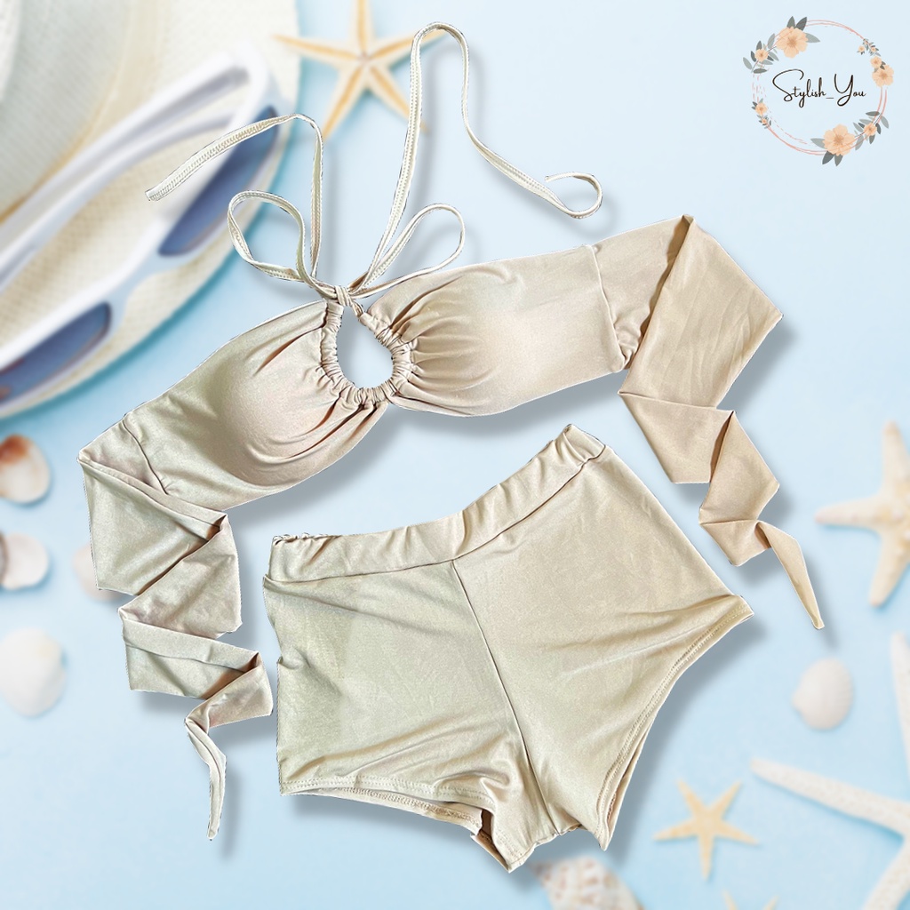 Sanaya Ways Two Piece Crisscross Strap Boyleg Padded Swimwear