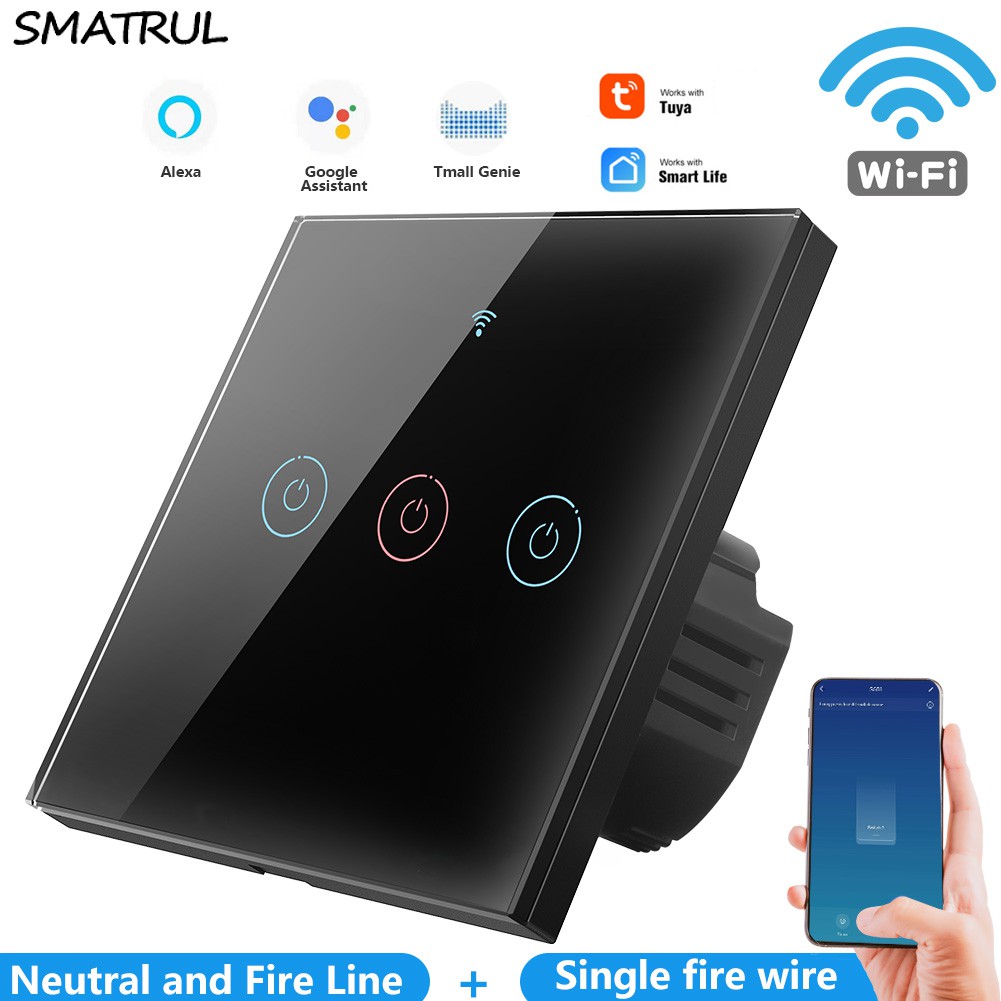 SMATRUL Smart Switch Wifi Controlled Touch Wall Panel Switch-Smart Life ...
