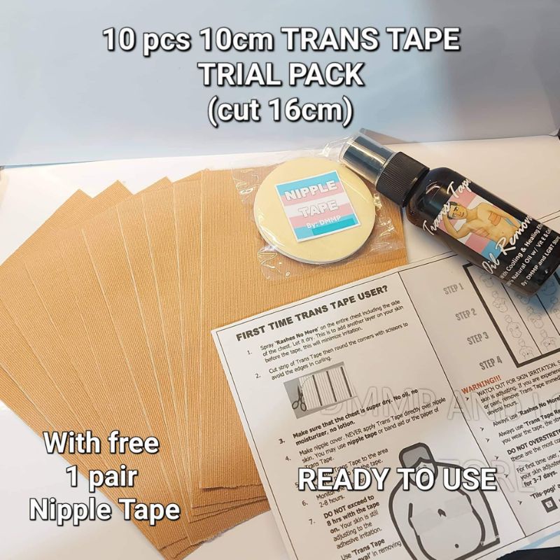 TRIAL PACK 10pcs 10cm Trans Tape with free 1 pair nipple Tape KT Tape