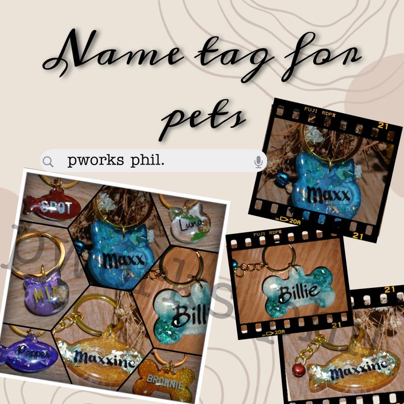 name tag for pets (pet's name tag) fashionable made of resin | Shopee ...
