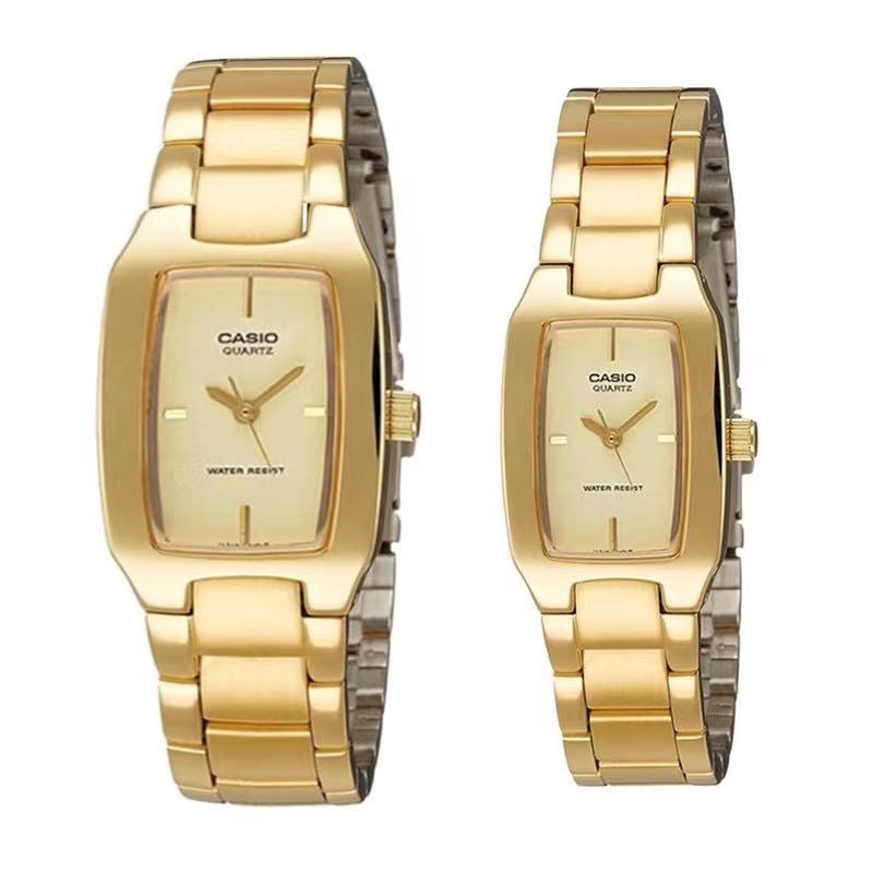 Casio square gold outlet watch