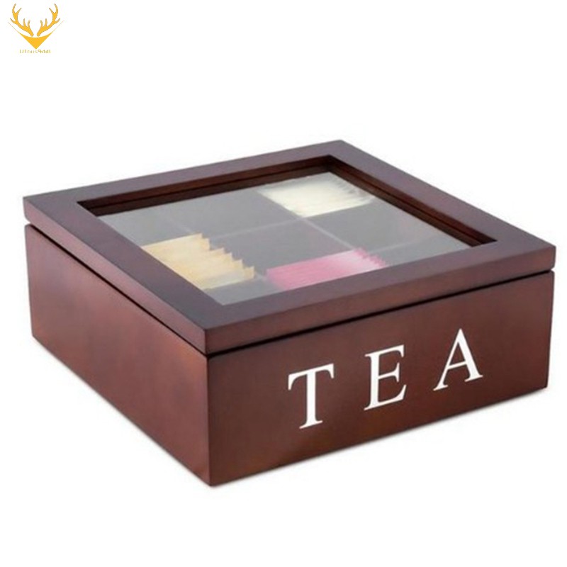 [Ready stock]Wooden 9 Grids Tea Box Tea Bags Container Storage Box-Red ...