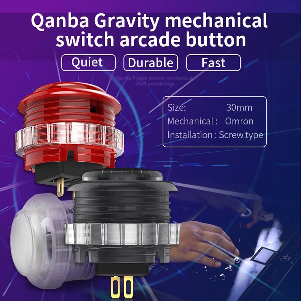 QANBA Gravity Clear 30 mm Mechanical Screw Type Arcade Push Button with  Silencer Pad Shopee Philippines