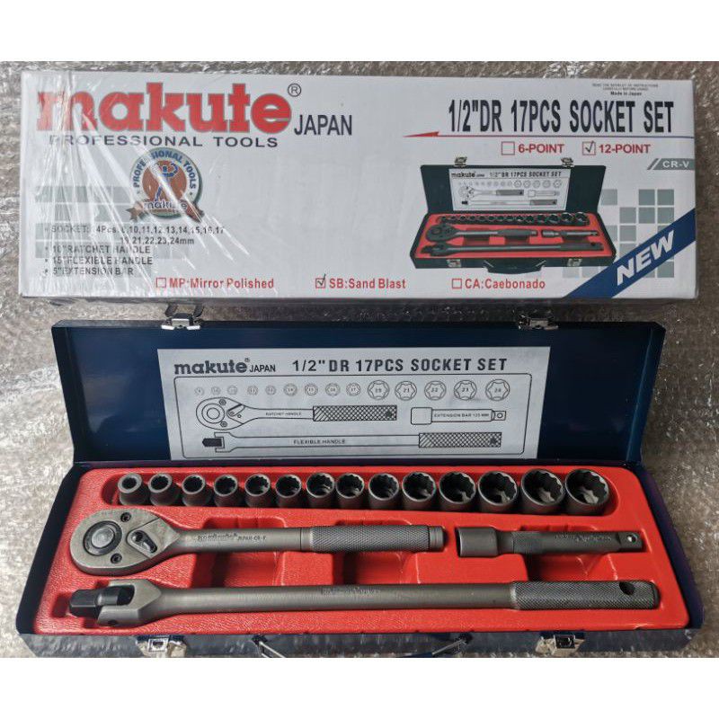17pcs socket set Makute Japan original (8mm-24mm) 1/2drive 12points ...