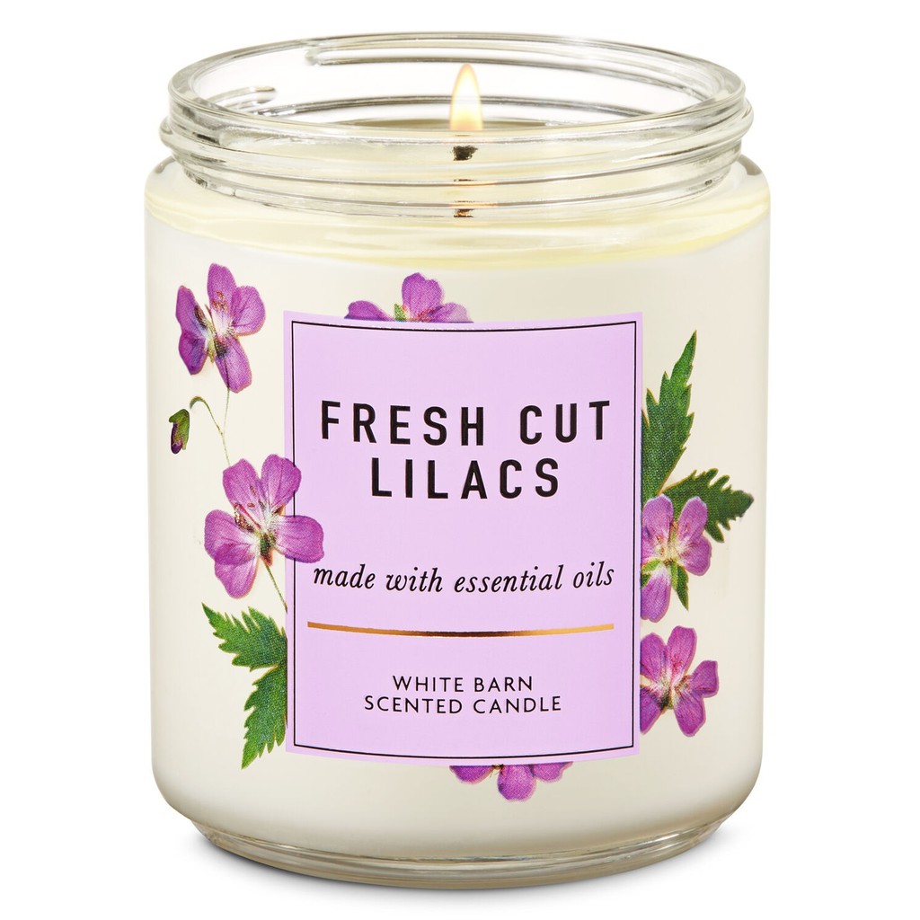 Bath & Body Works Single Wick Candle Fresh Cut Lilacs White Barn Scented Candle 198 g Shopee