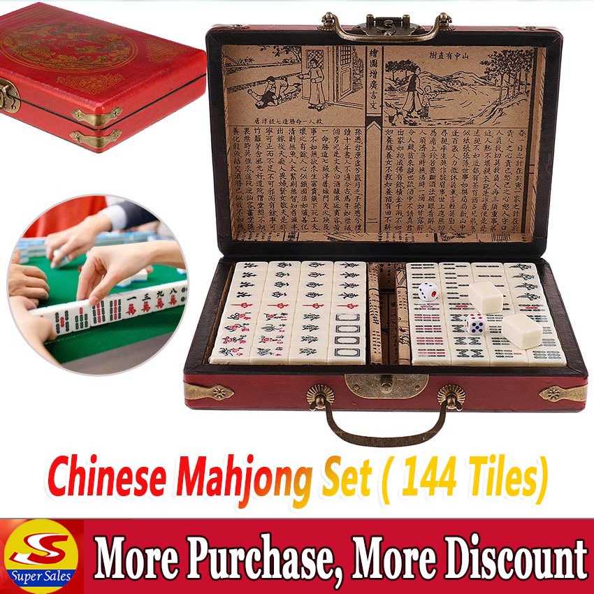 【SuperSales】Mini Mah-Jong Set 144 Tiles Multicolor Portable Vintage ...