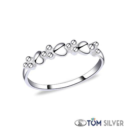 Tom Silver 92.5 Italy Sterling Silver Triple Love Heart Ladies Ring ...