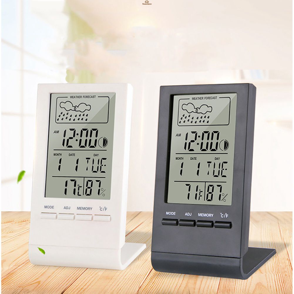 Digital Thermometer Hygrometer Clock, Temperature Humidity Monitor Alarm Clock Touch Screen Backlight Magnetic Back Home Office Baby Room Yellow