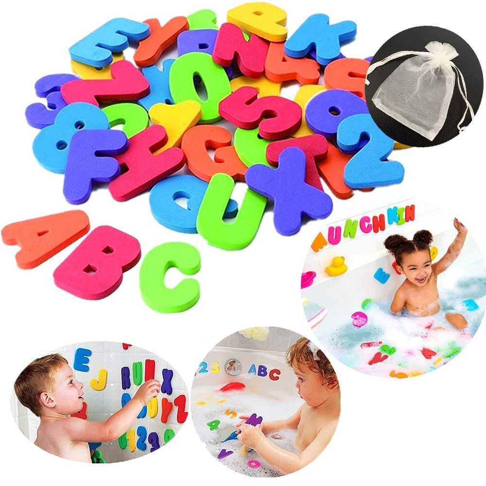 Early Learning Baby Toys 36 PCS Letters and Numbers Bath Toys Make Bath