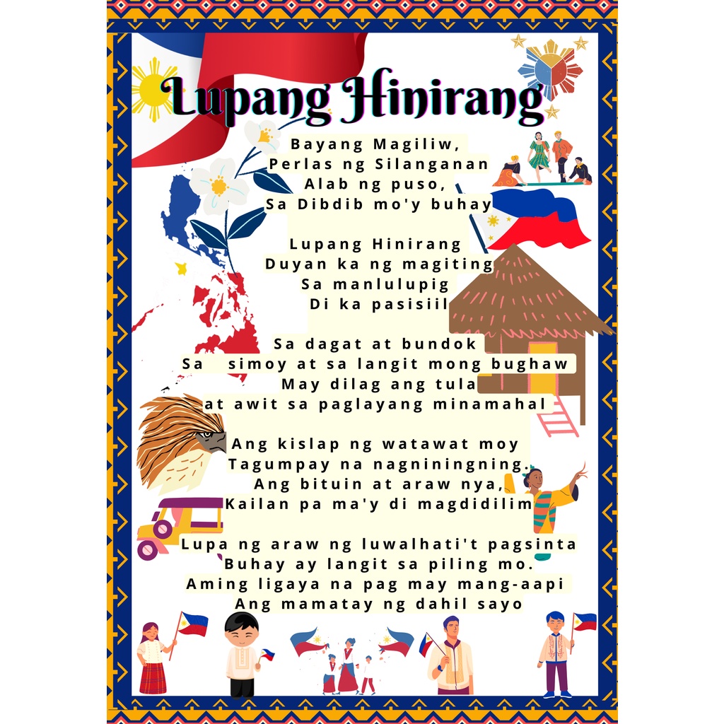 Cod Lupang Hinirang Laminated Chart Photo Paper Shopee Philippines