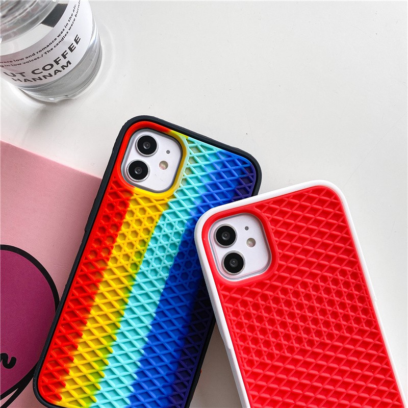 IPhone SE 202011 pro XR XSmax casing Vans Rubber Waffle Rainbow phone