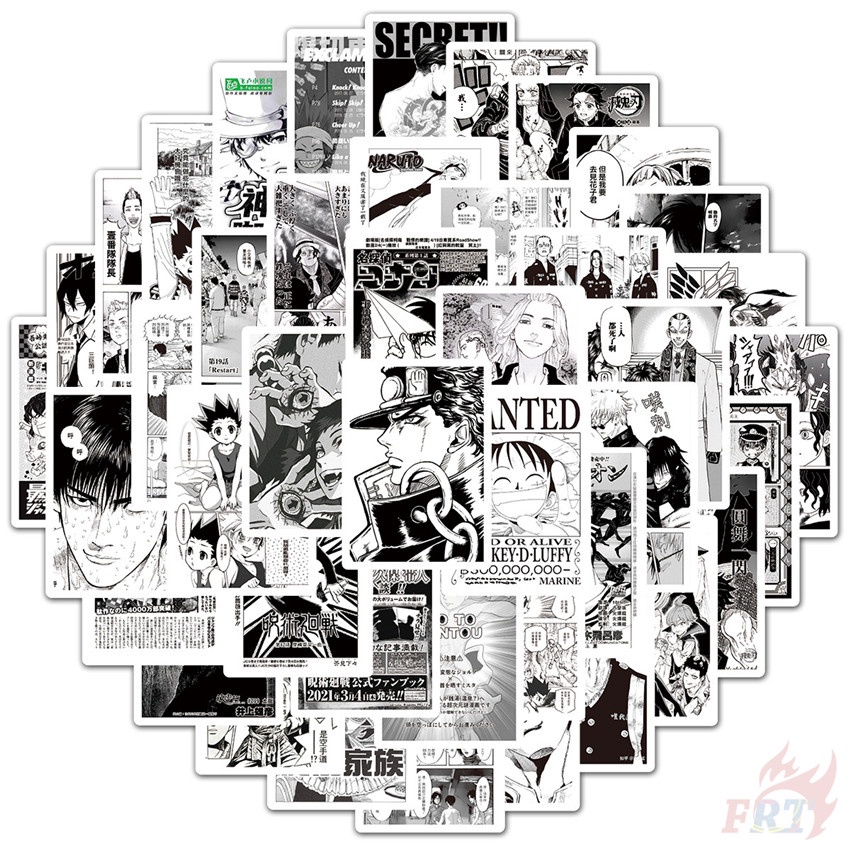 50Pcs/Set Classical Black & White Shōnen Manga Mini Poster Series 02 ...