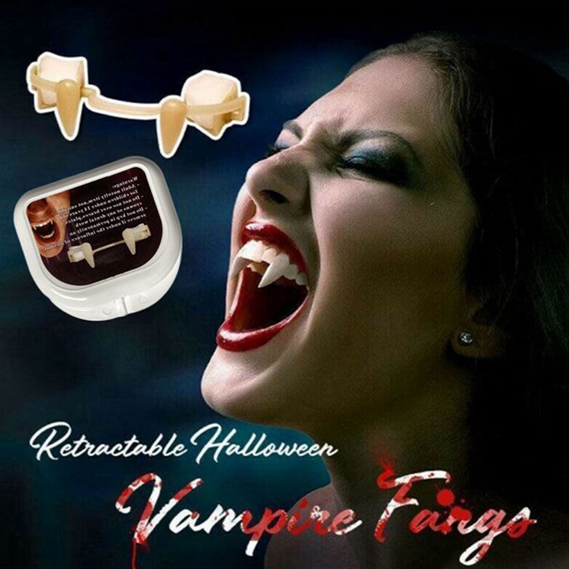 Retractable Vampire Teeth Halloween Decoration Dracula Fake Teeth ...
