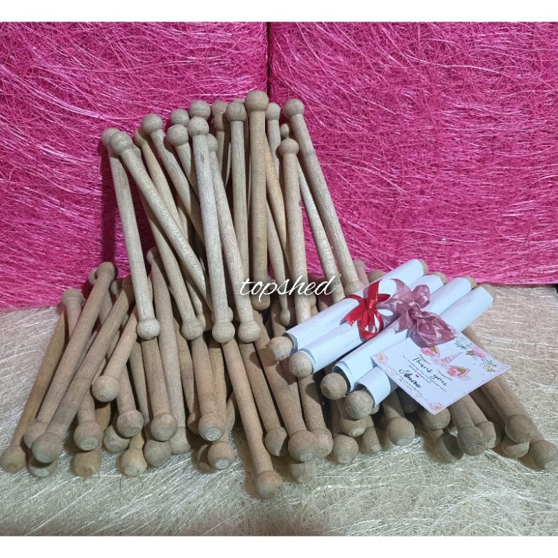 wooden scroll, wooden rod, dowel stick, rod for invitation | Shopee ...