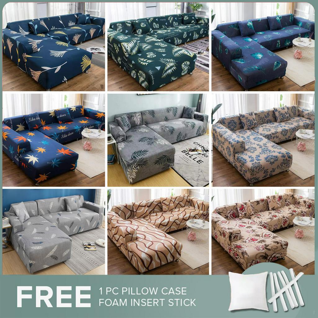 【PH STOCK COD] Sofa Cover Stretchable Universal Armless 1/2/3 Seater L  Shape Elastic Set