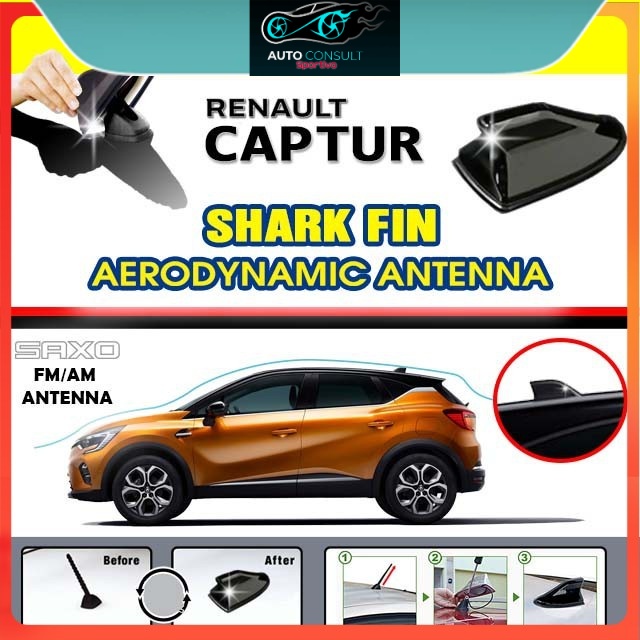 Renault Captur SAXO Aerodynamic Antenna Shark Fin AM / FM Black Color ...