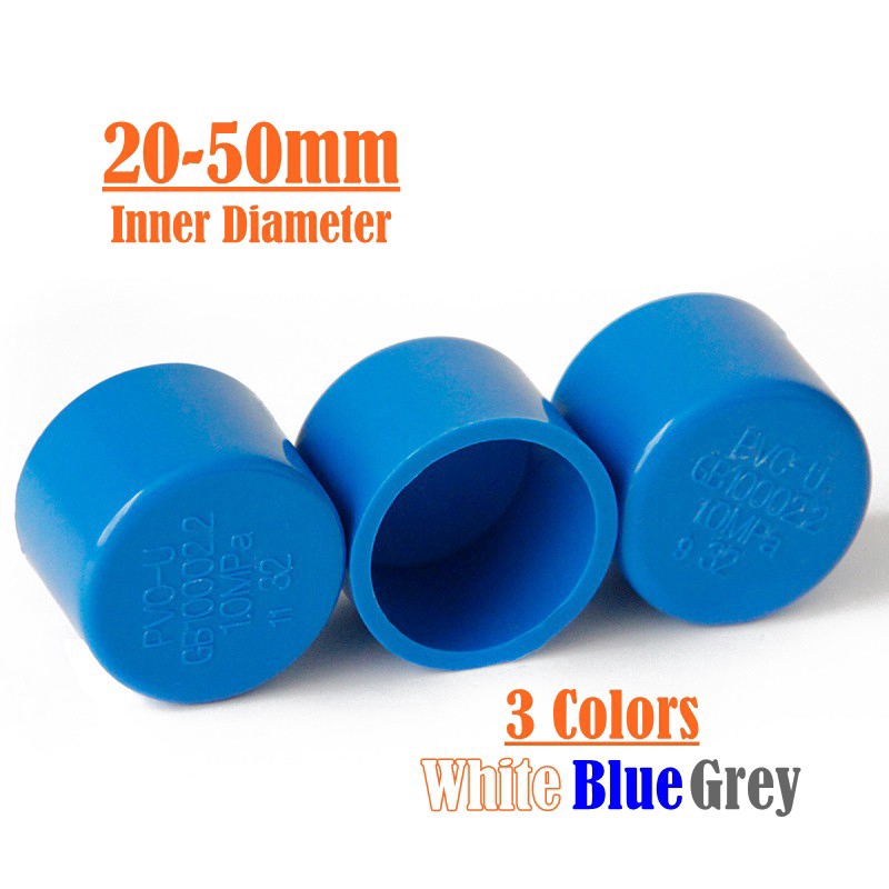 5pcs End Cap PVC Pipe Fittings Thicken Wall 3 Color Available Inner ...