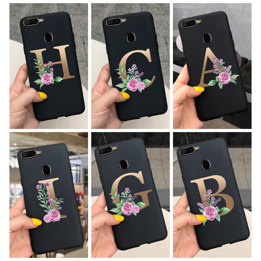 Casing Oppo A5s Ax5s Ax7 A7n A7 2018 A12 A To M Custom Name Letter Monogram Black Silicone Soft 9634