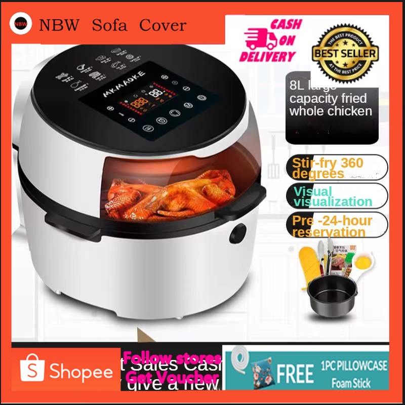 8L 220v Large Capacity Air Fryer Electric Visual Intelligent Automatic