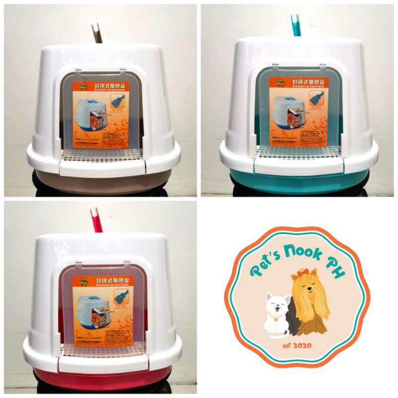 Covered Litter Box For Adult Cats With Step Strainer and Free Scooper